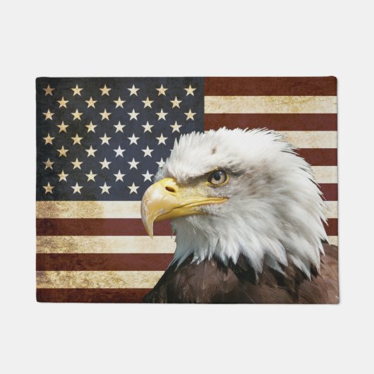 ヴィンテージアメリカン・イーグル付き米国国旗 ドアマット (正面)