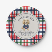 ヴィンテージアメリカーナプレイドダシュンドファースト誕生日 ペーパープレート (正面)