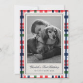 ヴィンテージアメリカーナプレイドダシュンドファースト誕生日 招待状 (裏面)