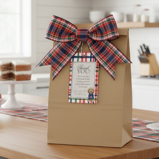 ヴィンテージアメリカーナプレイドードルドッグファースト誕生日 ギフトタグ