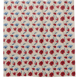 ヴィンテージアメリカーナ水彩フローラ シャワーカーテン