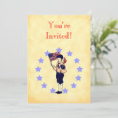 ヴィンテージアメリカーナ米国国旗のカスタムパーティの招待状 招待状 (スタンド正面)