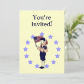 ヴィンテージアメリカーナ米国国旗のカスタムパーティの招待状 招待状 (スタンド正面)