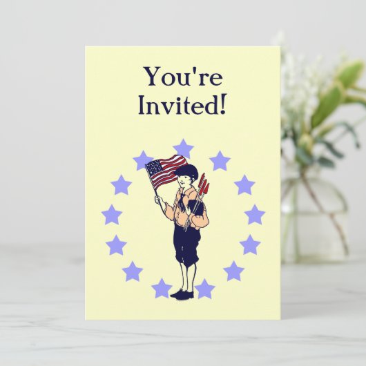 ヴィンテージアメリカーナ米国国旗のカスタムパーティの招待状 招待状 (スタンド正面)
