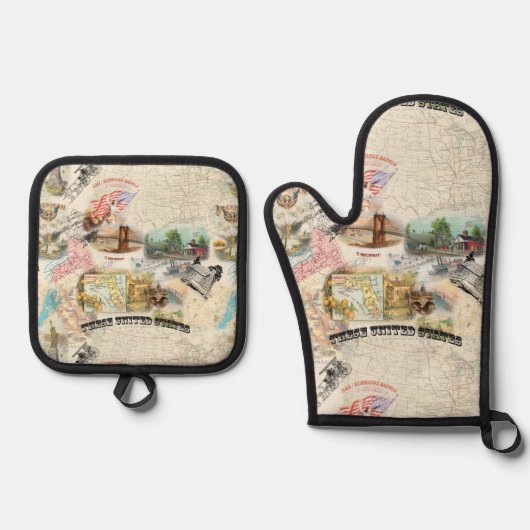 ヴィンテージアメリカーナ 鍋つかみ&鍋敷きセット (正面)