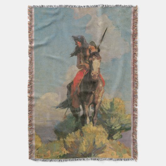 ヴィンテージアメリカ先住民、クロウアウトリエby Dunton スローブランケット (正面縦)