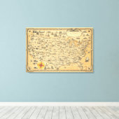 ヴィンテージアメリカ合衆国の地図 キャンバスプリント (インサイチュ (ウッドフロア))