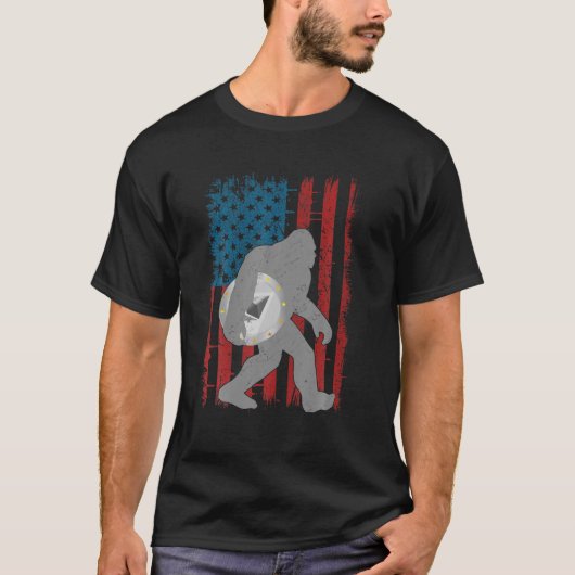 ヴィンテージアメリカ合衆国国旗サスカッチビッグフートホルダン Tシャツ (正面)