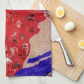 ヴィンテージアメリカ合衆国旅行局地図 キッチンタオル (四つ折り)