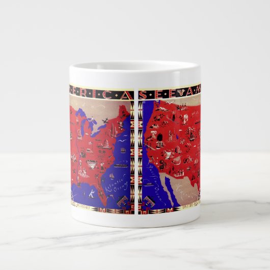 ヴィンテージアメリカ合衆国旅行局地図 ジャンボコーヒーマグカップ (正面)