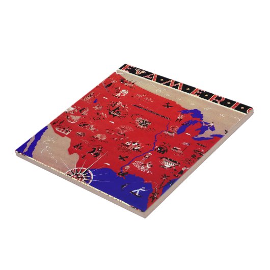 ヴィンテージアメリカ合衆国旅行局地図 タイル (側面)