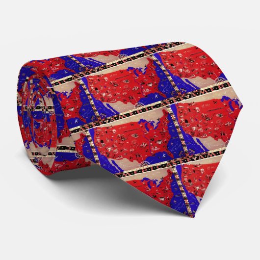 ヴィンテージアメリカ合衆国旅行局地図 ネクタイ (ロール)