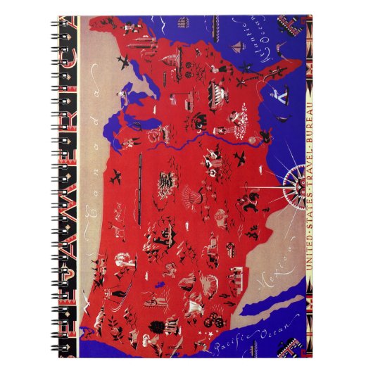 ヴィンテージアメリカ合衆国旅行局地図 ノートブック (正面)