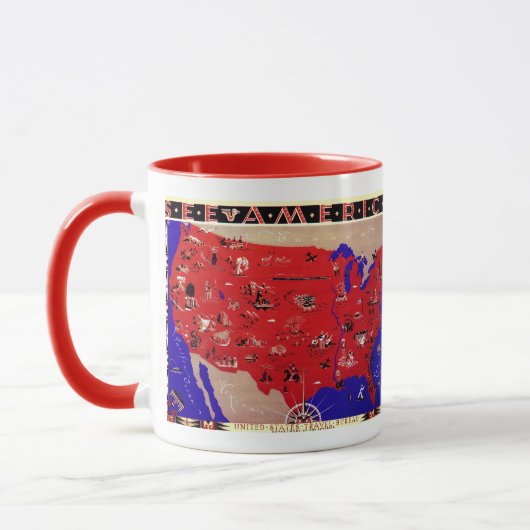 ヴィンテージアメリカ合衆国旅行局地図 マグカップ (左)