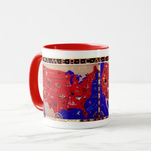 ヴィンテージアメリカ合衆国旅行局地図 マグカップ (正面左)