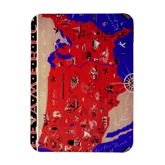 ヴィンテージアメリカ合衆国旅行局地図 マグネット (縦)