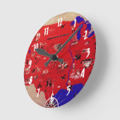 ヴィンテージアメリカ合衆国旅行局地図 ラウンド壁時計 (傾斜)