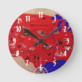 ヴィンテージアメリカ合衆国旅行局地図 ラウンド壁時計