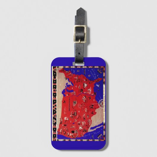 ヴィンテージアメリカ合衆国旅行局地図 ラゲッジタグ (正面縦)