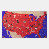 ヴィンテージアメリカ合衆国旅行局地図 長方形シール (正面)