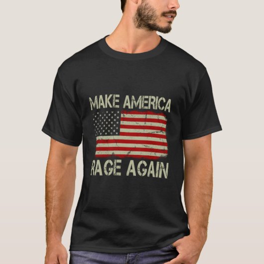 ヴィンテージアメリカ国旗が再びアメリカを怒らせる Tシャツ (正面)