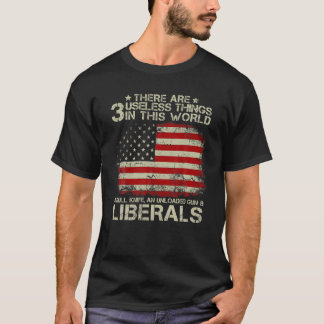 ヴィンテージアメリカ国旗ここには3つの役に立たない物がある Tシャツ