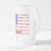 ヴィンテージアメリカ国旗とスターバスト&レースフェイク付き フロストグラスビールジョッキ (正面右)