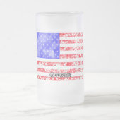 ヴィンテージアメリカ国旗とスターバスト&レースフェイク付き フロストグラスビールジョッキ (中央)