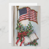 ヴィンテージアメリカ国旗とバイブルフリーダムホリディカ シーズンカード (正面/裏面)