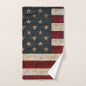 ヴィンテージアメリカ国旗と楽譜 バスタオルセット (ハンドタオル)