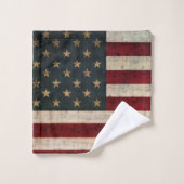 ヴィンテージアメリカ国旗と楽譜 バスタオルセット (ウォッシュタオル)