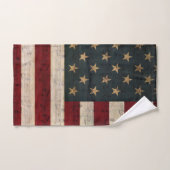 ヴィンテージアメリカ国旗と楽譜 バスタオルセット (ハンドタオル)