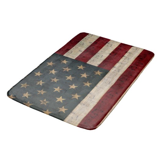 ヴィンテージアメリカ国旗と楽譜 バスマット (アングル)