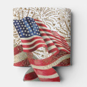 ヴィンテージアメリカ国旗と7月4日花火 缶クーラー (裏面)