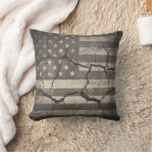 ヴィンテージアメリカ国旗のひび割れウォールピロー クッション (ブランケット)