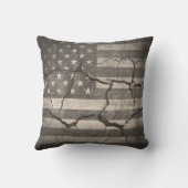 ヴィンテージアメリカ国旗のひび割れウォールピロー クッション (裏面)