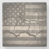 ヴィンテージアメリカ国旗のひび割れ ストーンコースター (正面)