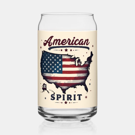 ヴィンテージアメリカ国旗のアメリカ地図ア動揺してート ガラス缶 (正面)