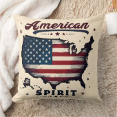 ヴィンテージアメリカ国旗のアメリカ地図ア動揺してート クッション (ブランケット)