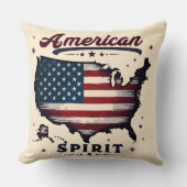 ヴィンテージアメリカ国旗のアメリカ地図ア動揺してート クッション (正面)