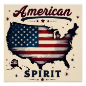 ヴィンテージアメリカ国旗のアメリカ地図ア動揺してート ポスター (正面)