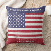 ヴィンテージアメリカ国旗のアメリカ赤白青一家 クッション (ブランケット)