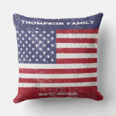 ヴィンテージアメリカ国旗のアメリカ赤白青一家 クッション (裏面)