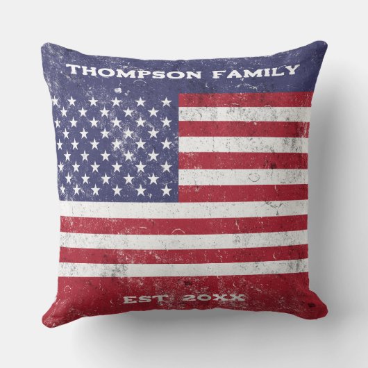 ヴィンテージアメリカ国旗のアメリカ赤白青一家 クッション (裏面)