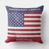 ヴィンテージアメリカ国旗のアメリカ赤白青一家 クッション (正面)