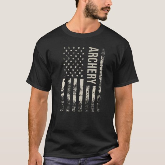 ヴィンテージアメリカ国旗のアーチェリー・プレミアム Tシャツ (正面)
