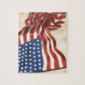 ヴィンテージアメリカ国旗のイラストレーション ジグソーパズル (縦)