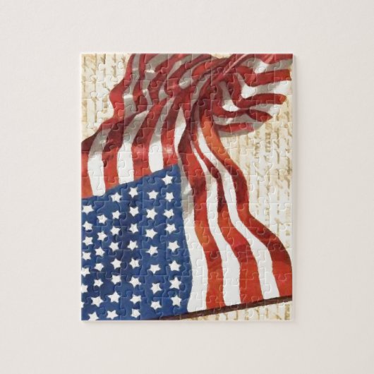 ヴィンテージアメリカ国旗のイラストレーション ジグソーパズル (縦)