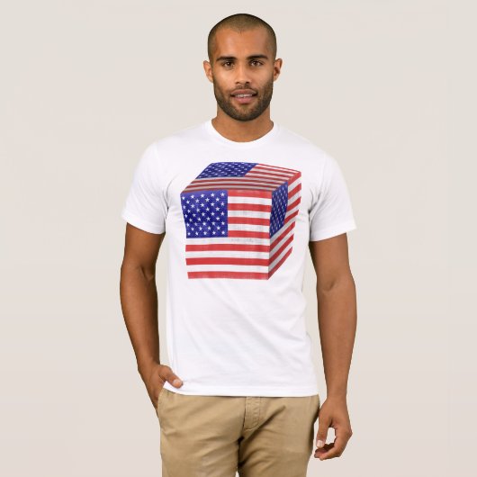 ヴィンテージアメリカ国旗のキューブTシャツ Tシャツ (正面フル)