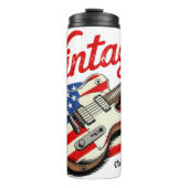 ヴィンテージアメリカ国旗のギター：愛国音楽 タンブラー (正面)